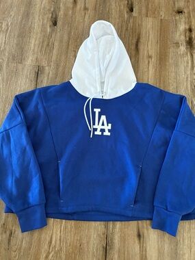 Fanatics Dodgers Blue and White Hooded Sweatshirt